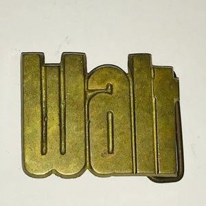 Vintage Solid Brass Belt Buckle WALT Cowboy Rustic